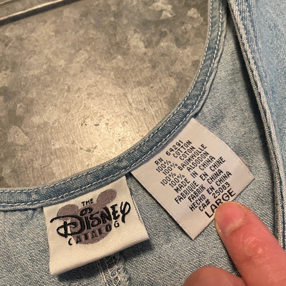 Vintage Disney Winnie the Pooh Tigger Embroidered Overall Dress Large Denim Jean - Picture 6 of 11